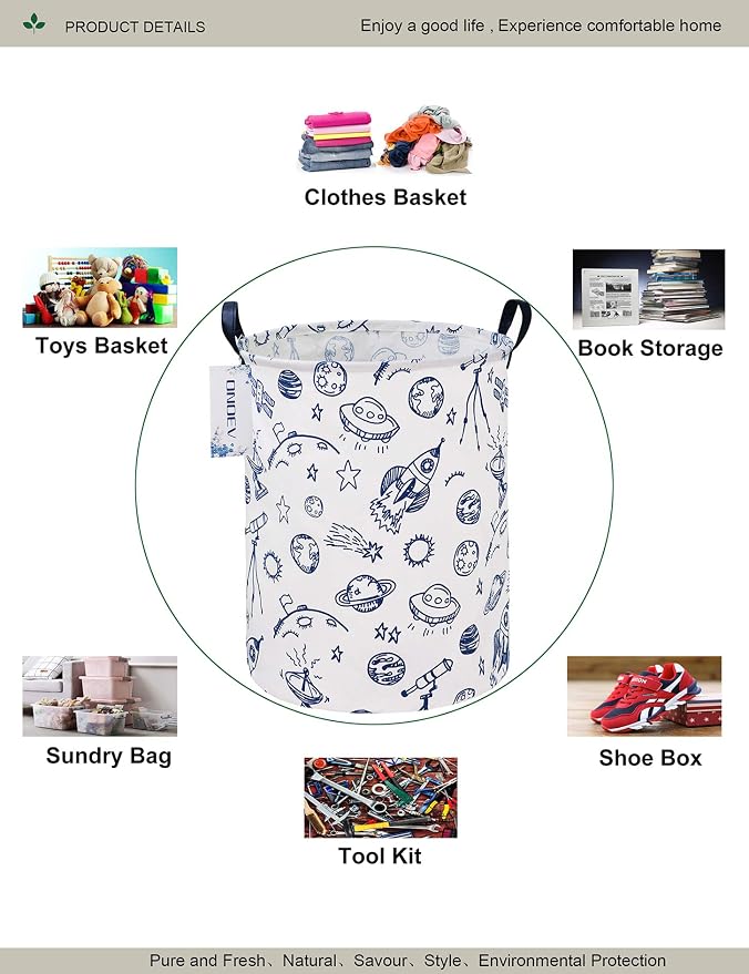 Round collapsible Large Space Rocket Laundry Hamper for Adults Kids