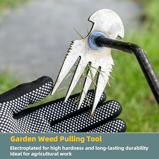 Weed Puller Tool, Upgrade Durable Garden Weeder Tools, Dual Purpose Manual Weed Removal Tool with Manganese Steel Teeth, Portable Uprooting Weeding Tool for Vegetable Gardens Backyards