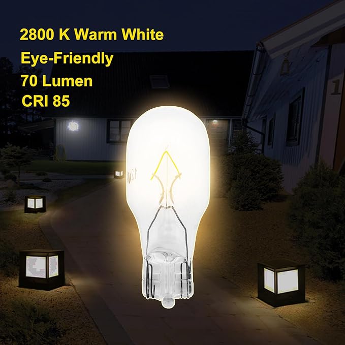 Landscape Light Bulbs 4 Watt,12 Volt Low Voltage T5 Light Bulbs for Malibu Appliance Garden Outdoor Lamps Landscape Lights Replacement Parts -2800K Warm White,CRI 85 (Clear),12 Packs