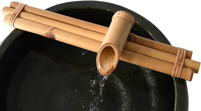 18” Bamboo Fountain Kit – Three Arm Spout with Quiet Pump for Indoor/Outdoor Bowl Fountains – Container Not Included | Natural Bamboo Water Feature for Zen Garden, Patio & Home Décor