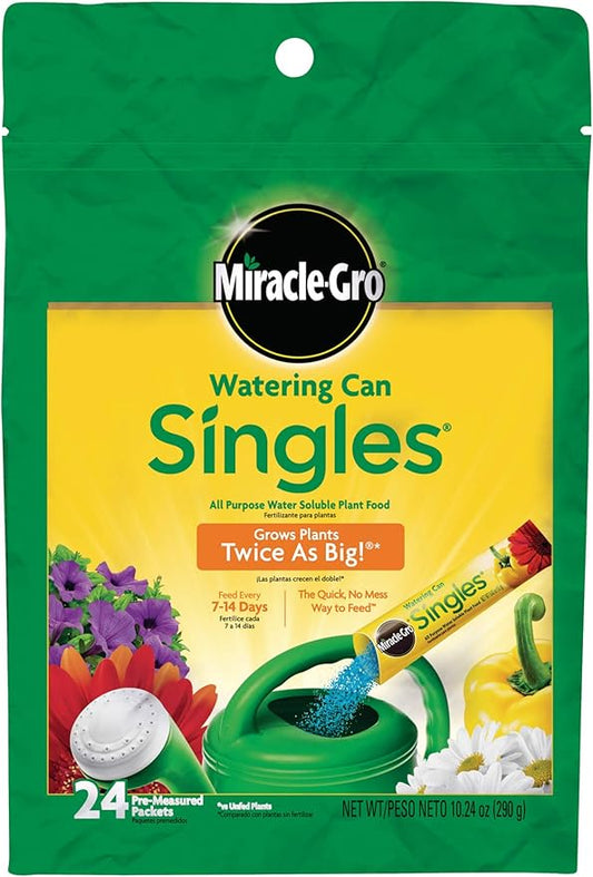 Miracle-Gro Watering Can Singles All Purpose Water Soluble Plant Food - Fertilizer for Flowers, Vegetables, Houseplants, Trees, Indoor and Outdoor Plants, 24 Packets