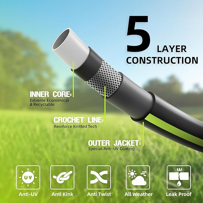 Worth Leader Short Garden Hose 3/4 in. x 2 ft. - Heavy Duty Lightweight PVC Water Hose - Flexible, No Kink, Leakproof, Male to Female Fittings - 200PSI Work & 500PSI Burst, for Lawn & Commercial Use