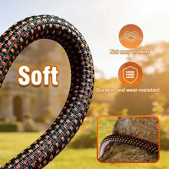 Garden Hose 50ft, Non-Expanding Lightweight Kink-Free Water Hose, Flexible Outdoor Hose with Aluminum Fittings, Abrasion Resistant & Easy to Store for Yard, Lawn, Car Washing, Watering