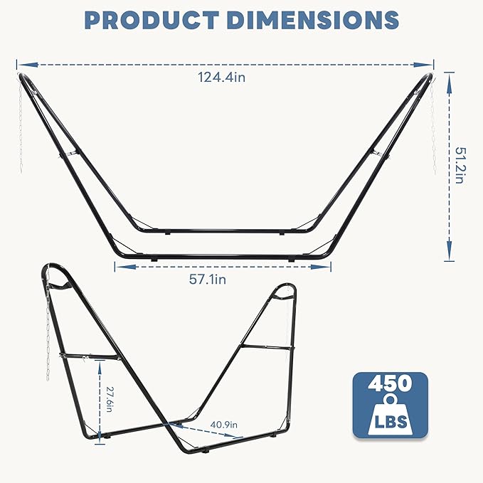 Sweetcrispy Universal Double Hammock Stand Only, Heavy Duty Hammock Stands for 2 Person, Steel Stand for Indoor and Outside Garden Backyard Patio Pool Beach