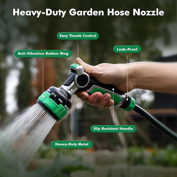 RESTMO Water Hose Nozzle Heavy Duty, Garden Hose Nozzle with 9 Adjustable Spray Patterns, High Pressure Hose Sprayer Nozzle with Flow Control for Watering Plants & Lawns, Washing Cars & Pets