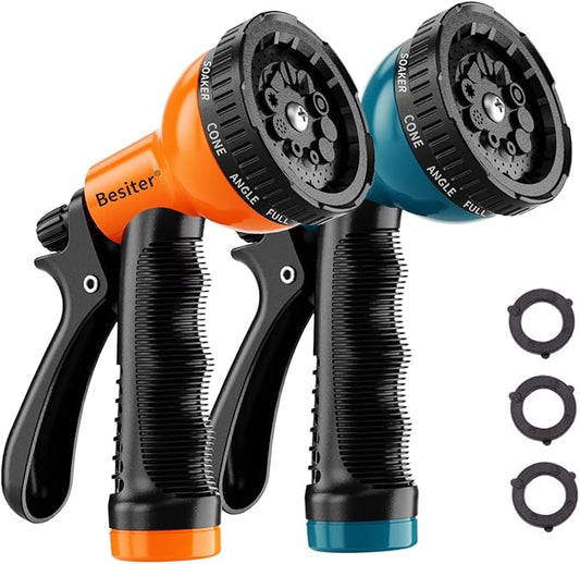 Garden Hose Nozzle Sprayer: 2 Pack 10 Watering Patterns Spray Nozzles Heavy Duty Hose Head Hose Attachment