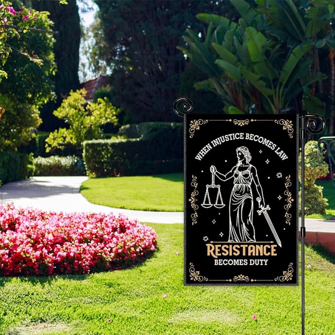 When Injustice Becomes Law Resistance Becomes Duty Garden Flag, Double Sided Yard Outdoor Farmhouse Lawn Porch Decor Banner, Social Justice Equality Sign, Feminist Gifts for Friend Coworker BFF