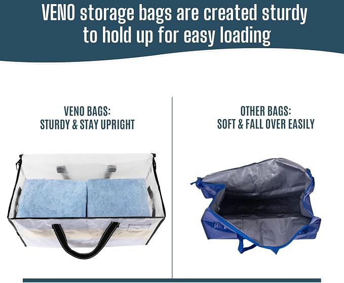 VENO Moving Bags, Storage Bags, Wide Open Top, Clear, 6 Pack