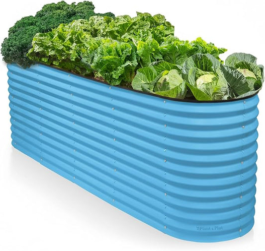 9-in-1 Galvanized Raised Garden Beds Outdoor // 8×2×2.5 ft Modular Planter for Gardening, Vegetables, Flowers // 32" Extra Tall Metal Raised Garden Bed (Teal) // Patented Design Planter Box