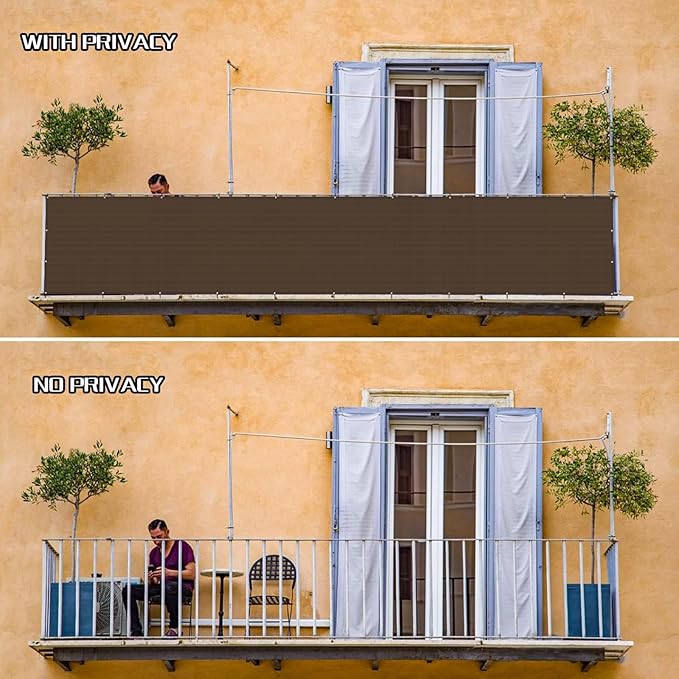 SUNLAX Custom Size 2.5'x35' Brown Fence Covering Privacy Screen Windscreen with Bindings & Grommets, Heavy Duty for Commercial and Residential, 90% Blockage, Cable Zip Ties Included