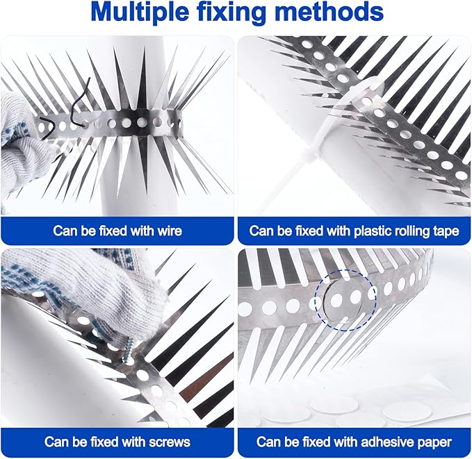 Bird Spikes - Stainless Steel Fence Spikes for Pigeons, Raccoons, Snakes - Deterrent Defender (250inch)