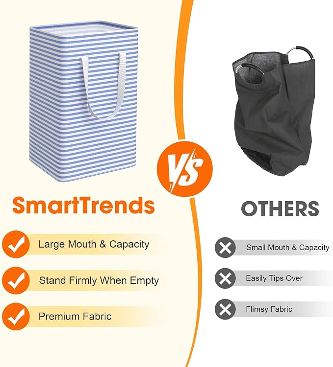 3-Pack Laundry Basket, Collapsible Laundry Hampers, 100L, Blue | Freestanding, Waterproof, Foldable Laundry Bin with Reinforced Handles, Dirty Clothes Hamper Basket for Bathroom, Dorm,Camper