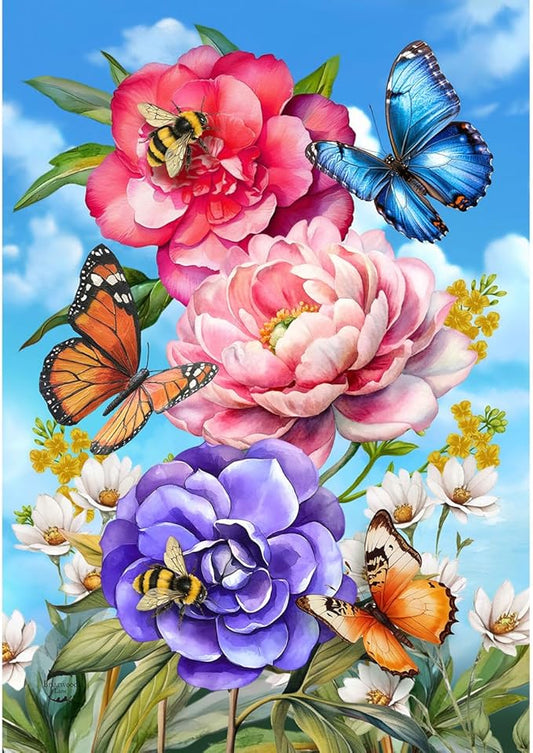 Briarwood Lane Butterflies and Peonies Garden Flag