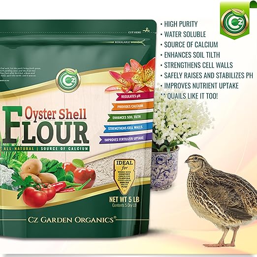 Oyster Shell Flour 5LB – Made in USA - OMRI Listed - Soil Amendment Fertilizer for Plants & Flower Gardens. High Calcium Supplement for Chickens, Reptiles, Worm Compost Bins, Mushroom Cultivation.