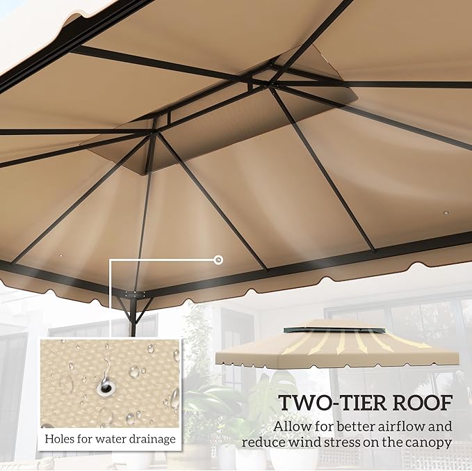 Outsunny 13' x 10' Gazebo Replacement Canopy, Gazebo Top Cover with Double Vented Roof for Outsunny 12.8' x 9.5' Frame for Garden Patio Outdoor (TOP ONLY), White