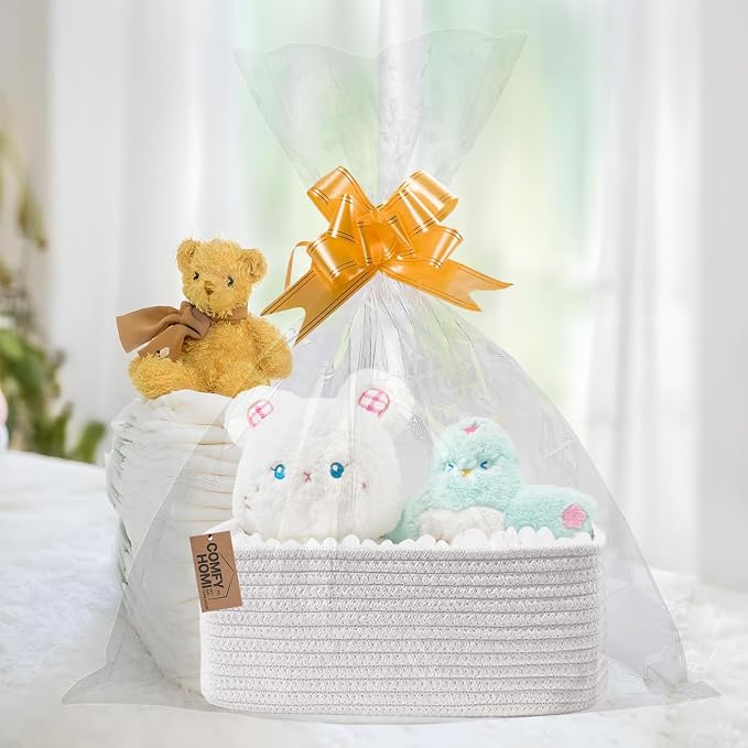 COMFY HOMI 11.5"x7.5"x4.7" Storage Baskets for Organizing | Cotton Rope Woven Basket | Toy Storage Bin Box | Basket for Shelves, Closet Organizer Bin, Decorative Closet Shelf, 3 Pack,