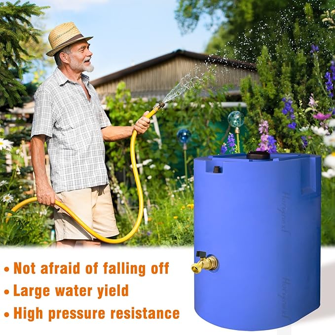 3/4 inch bulkhead spigot for rain barrel, brass water barrel spigot kit for outdoor water bucket and garden hose fitting, 55 gallon drum accessories (1 pc)
