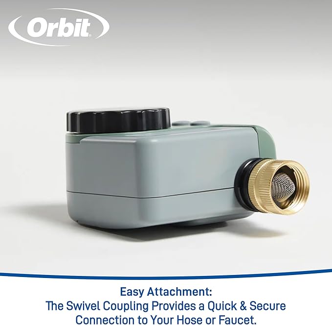 Orbit One Outlet Single-Dial Hose Faucet Timer - Easy Programmable - for Garden Watering System - LCD Hose Timer with Adjustable Watering Schedule - 62056