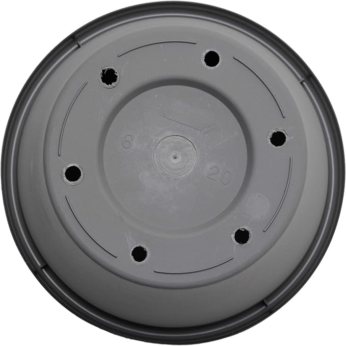 Bloem Terra 8" Diameter Round Charcoal Resin Planter Pot with Drainage Holes for Indoor and Outdoor Gardening
