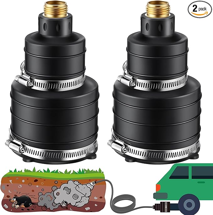 Qualirey 2 Pack Pest Control Exhaust Pipe Attachment Transport Exhaust from Car to Underground for Killing Outdoor Rodents Such as Moles, Gophers (FIT for Pipe in 2"-2.4"/3"-3.5" Diameter) (Black)