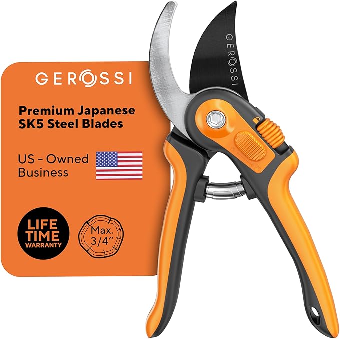 Bypass Pruning Shears with Ultra Sharp Blades - Premium Pruners w/Adjustable Feature for Any Hand Size - Ergonomic & Sturdy Scissors For Gardening - Perfectly Cutting Through Anything in Your Yard