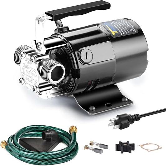 Trupow Water Transfer Pump, 115V 1/10HP 330GPH Electric Utility Water Pump with 6ft Water Hose Kit, Portable Small Water Pump For Pool Draining, Removing Water From Rain Barrel, Aquariums, etc.