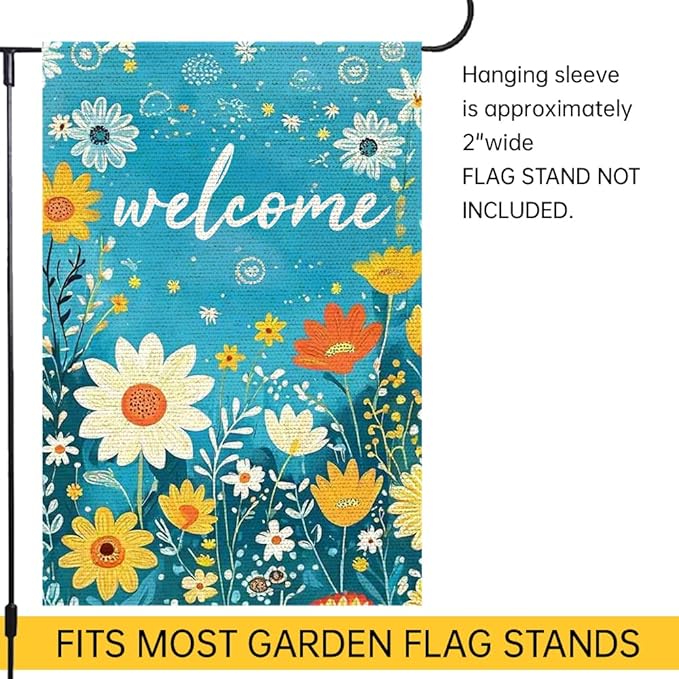 Spring Summer Garden Flag 12x18 Double Side For Outdoor Courtyard Garden Decor Flowers Welcome Holiday Flag For Outside Decoration