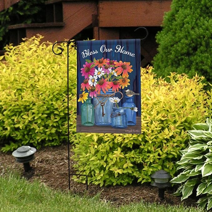 Briarwood Lane Bless Our Home Mason Jars Summer Garden Flag