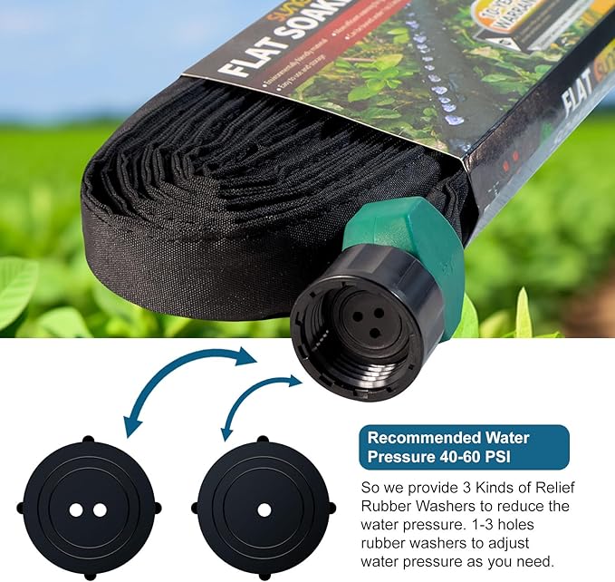 Flat Soaker Hose 50 ft 2-Pack & 25 ft 2-Pack for Garden Beds, Lightweight Drip Soaker Hose 100 ft for Watering – Leakable Garden Sprinkler Soaker Hoses Easy to Install (25FT 2Pack&50FT 2Pack)