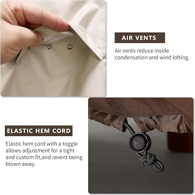 Outdoor Swivel Chair Covers Waterproof 2 Pack, Outdoor Chair Covers Patio Furniture Cover for Deck Patio Swivel Chair Heavy Duty, 33 W x 35 D x 36 H inches Beige and Brown