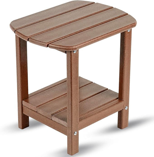 BZY Adirondack Outdoor Side Table Square 2-Tier Patio Coffee Table with Weatherproof HDPE Material Low Maintenance Furniture for Poolside, Porch, Deck