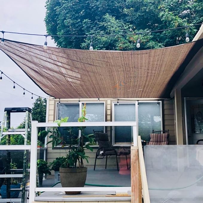Fence Privacy Screen Balcony Sun Shade Cloth 6'6"x9'9" 80% Shade Fabric Outdoor Patio Screens Apartments Railing Cover UV Protection for Backyard Garden Porch Deck (6'6"x6'6", Coffee)