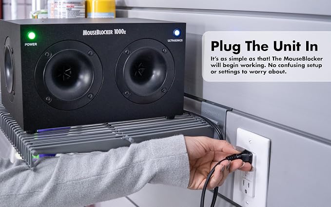 MouseBlocker 1000x Plug-in Rodent Deterrent for Garages & Buildings