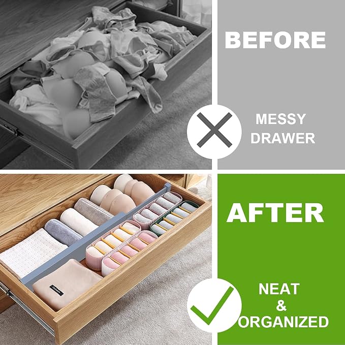 ANTOWIN Bamboo Drawer Dividers Organizers, Expandable Drawer Separators Splitter,17-22 inches Long Adjustable Spring-loaded Organizer for Large Utensil, Clothes, Tools Drawers (Grey)