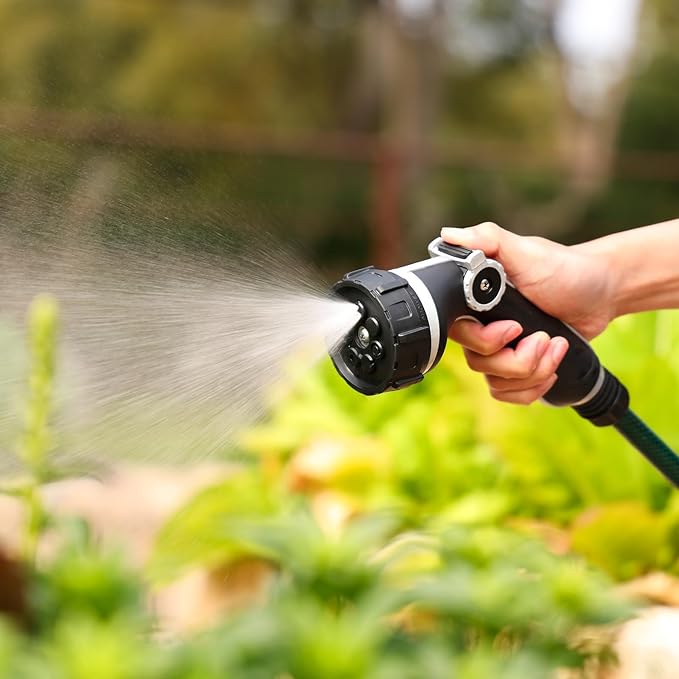 RESTMO Heavy Duty Garden Hose Nozzle, High Pressure Hose Spray Nozzle with 3 Adjustable Jet Modes, Water Nozzle with Thumb Control For Flow Adjustment, 7 Spray Patterns For Watering, Washing, Cleaning