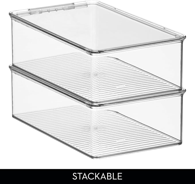 iDesign Stackable Plastic Shoe Box with Hinged-Lid, Set of 4, Clear
