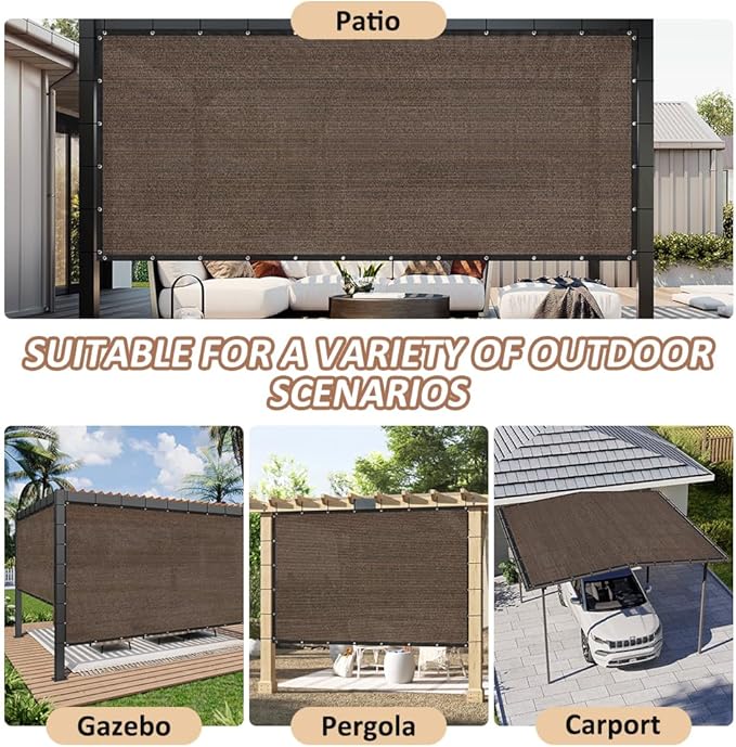 90% Shade Cloth with Grommets, 6 x 10 FT Sun Shade Tarp Pergola Shade Cover Canopy, UV Block Privacy Sun Screen for Outdoor, Patio, Garden, Porch and Deck, Mocha