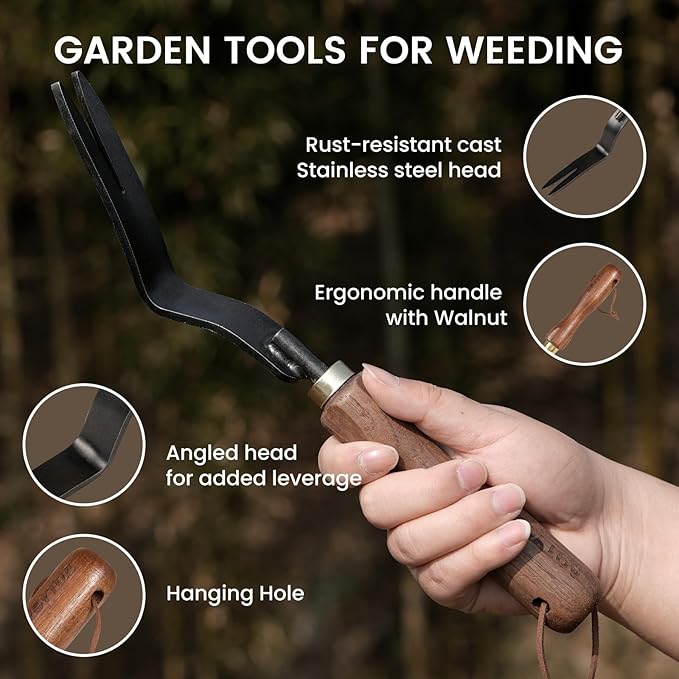 ROYTOA Gardening Tools Weed Puller Tool,Heavy Duty Weeding Tool with Ergonomic Handle Garden Weed Remover Tool for Planting, Flower and Vegetable Care in Lawn Garden Yard