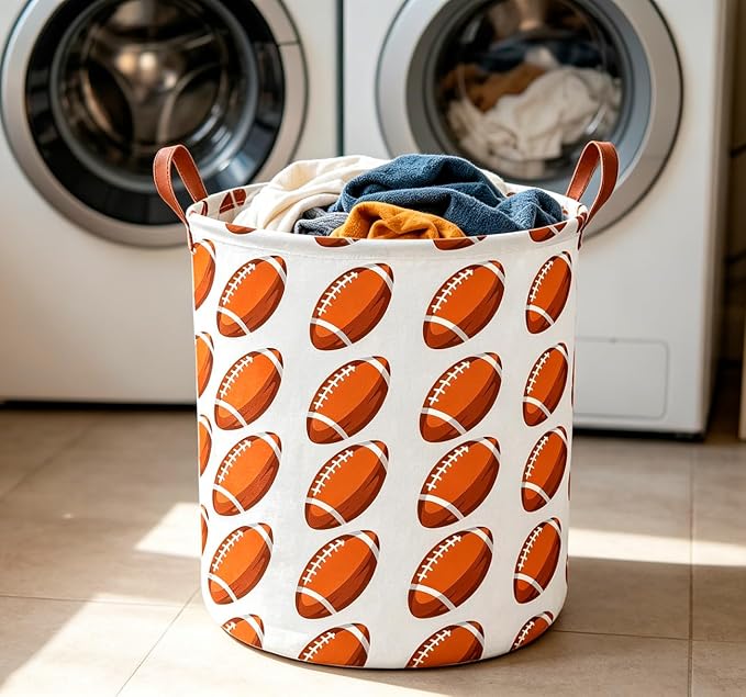 CLOCOR Laundry Basket,Waterproof Laundry Hamper,Room Decor,Gift Basket(Rugby)