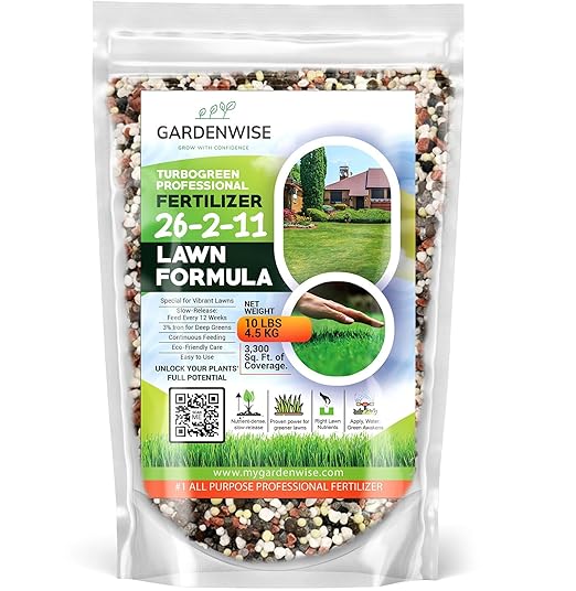 Gardenwise TurboGreen: Premium Lawn Fertilizer with Iron - Advanced Nitrogen & Iron-Rich Formula for Lush Growth | Eco-Friendly Grass Fertilizer for Spring & All Seasons | Slow-Release (2 QUARTS)