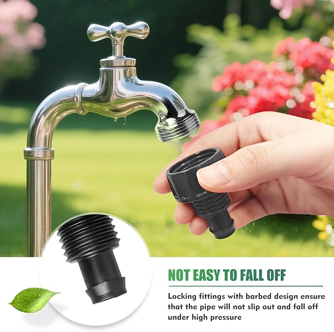 4Pcs Drip Irrigation Hose Connectors, 3/4 to 1/2 Faucet to Hose Adapter, 3/4" Faucet to1/2" Irrigation Tubing drip irrigation connectors