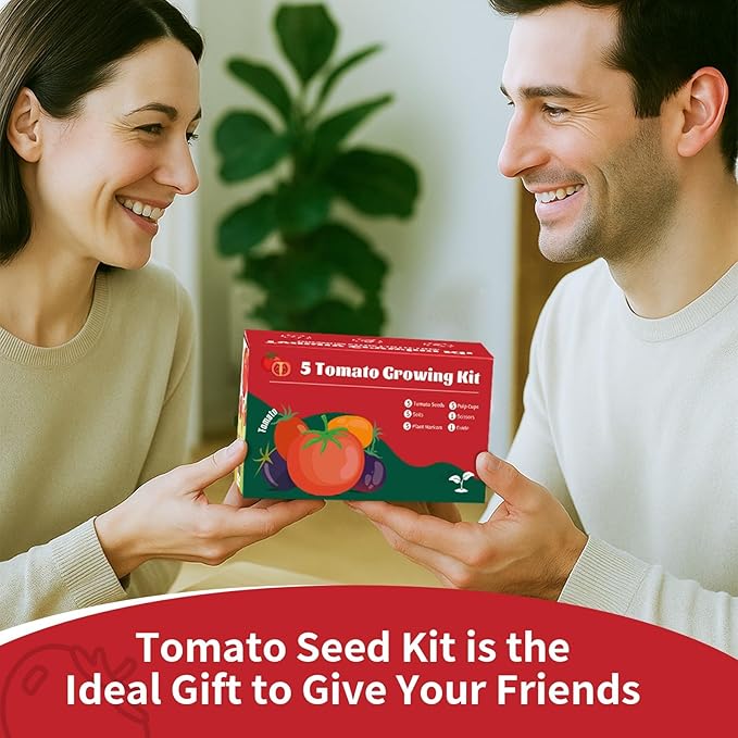5 Tomato & Tomatillo Garden Seeds Variety Pack - Non-GMO Heirloom Tomato & Tomatillo Seeds with Planting Tools, All-in-One Growing Kit for Christmas Gift & Indoor Home Gardening