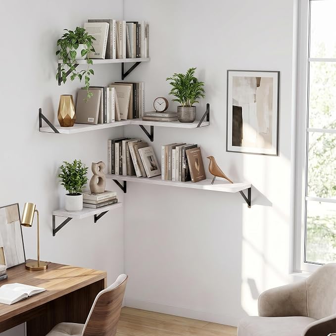 Dreamland Wall Mounted Floating Shelves Set of 2, 24x8, White