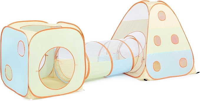 UTEX 3 in 1 Pop Up Play Tent with Tunnel, Ball Pit for Kids, Boys, Girls, Babies and Toddlers, Indoor/Outdoor Playhouse (3 in 1 with Suquare Tent)