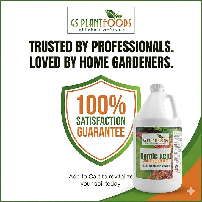 GS Plant Foods Humic Acid Soil Amendment – Leonardite-Derived Liquid Concentrate for Improved Soil Structure & Nutrient Availability – OMRI Listed for Organic Use – 5 Gallons (2 x 2.5 gl containers)