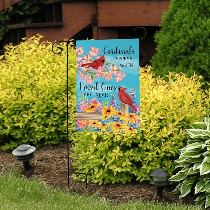 Cardinals Appear Spring Garden Flag Floral Birds 12.5" x 18" Briarwood Lane
