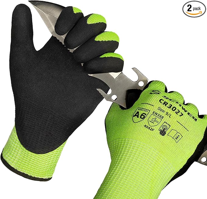 Schwer 2 Pairs Cut Resistant Gloves ANSI A6/A7 (Send Randomly) Cut Proof Work Glove CR3027, Touchscreen Working Gloves for Men and Women Used for Woodworking, Glass Cutting, Warehouse, Construction, S