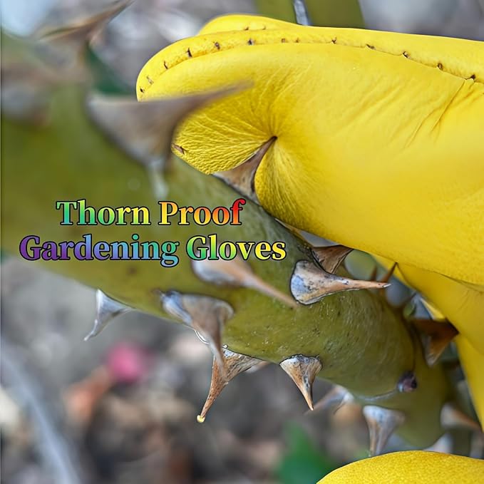 Gardening Gloves for Rose and Cactus Handling,Cow Leather Garden Gloves Thorn Proof,Gardening Gifts for Womens/Mens