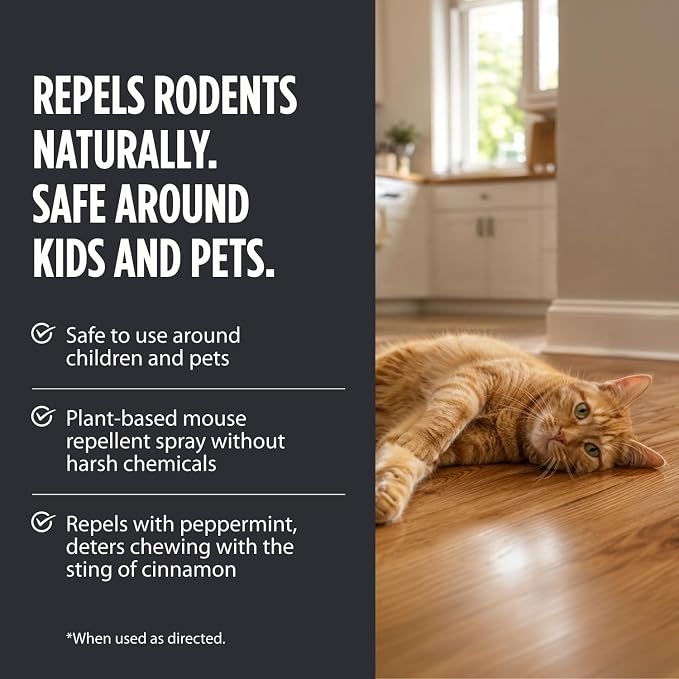 Grandpa Gus's Rodent Repellent Spray, Natural Peppermint Oil, 128 Fl Oz | Peppermint & Cinnamon Oil Deterrent Spray for Rodents & Mice, Non-Staining Formula, for Cars, RVs & Garages, Kid & Pet Safe