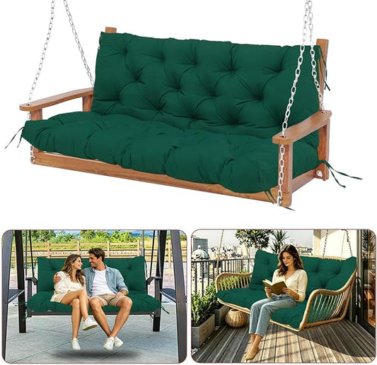 Premium 5" Thicken Porch Swing Cushions Waterproof 3 Seater Replacement Cushions with Backrest and Adjustable Straps, Outdoor Furniture Cushions for Patio, Garden(70×40×5inch)